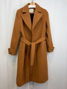 MATT & NAT Belted Evie Coat Tie Belt Closure Vegan Wool Camel Tan Brown Size S